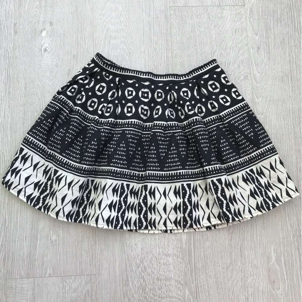 Aztec Print 100% Linen Skirt